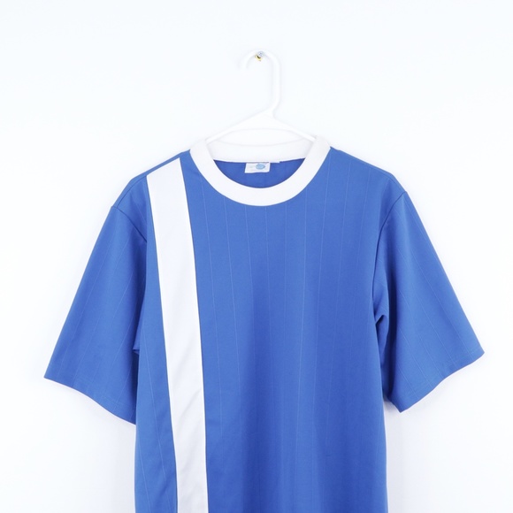 90s Mens Small Striped Color Block Soccer Jersey - Picture 2 of 7